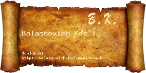 Balassovich Kál névjegykártya